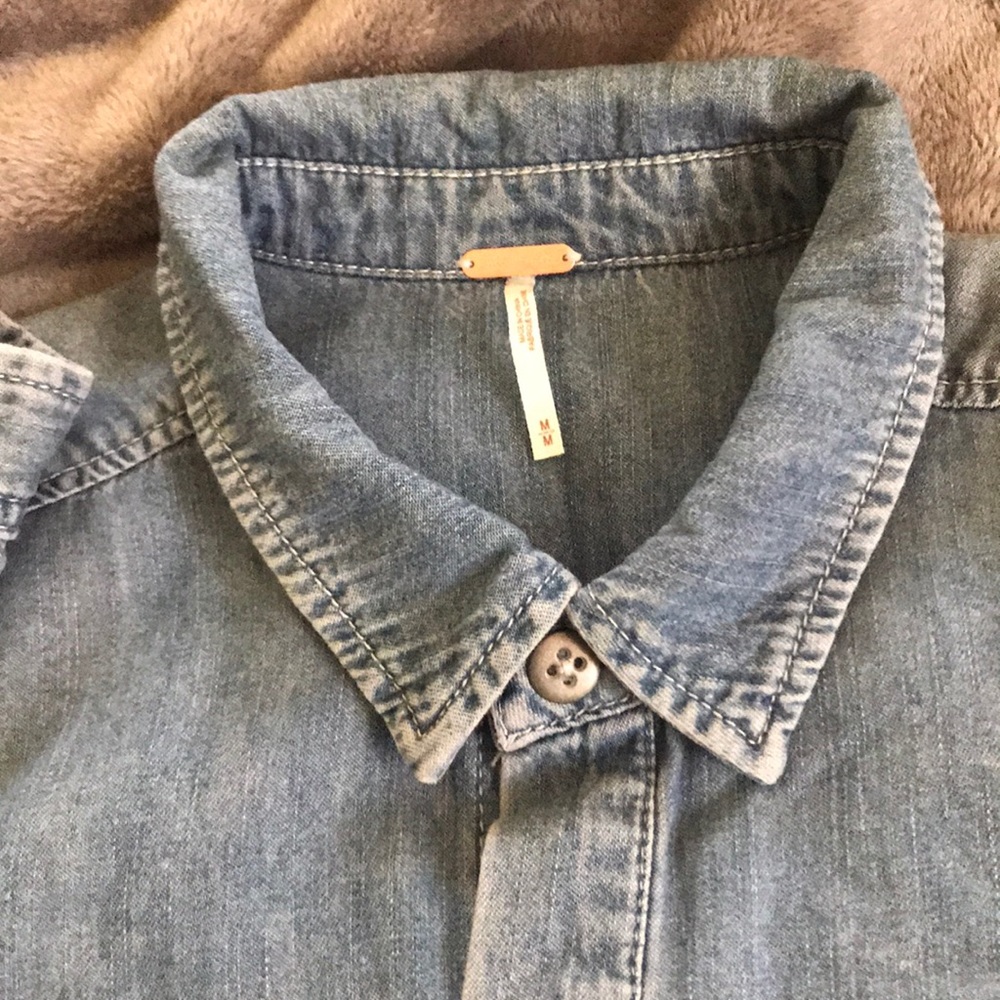 Free People Chambray Denim Romper